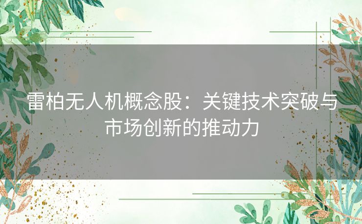 雷柏无人机概念股：关键技术突破与市场创新的推动力